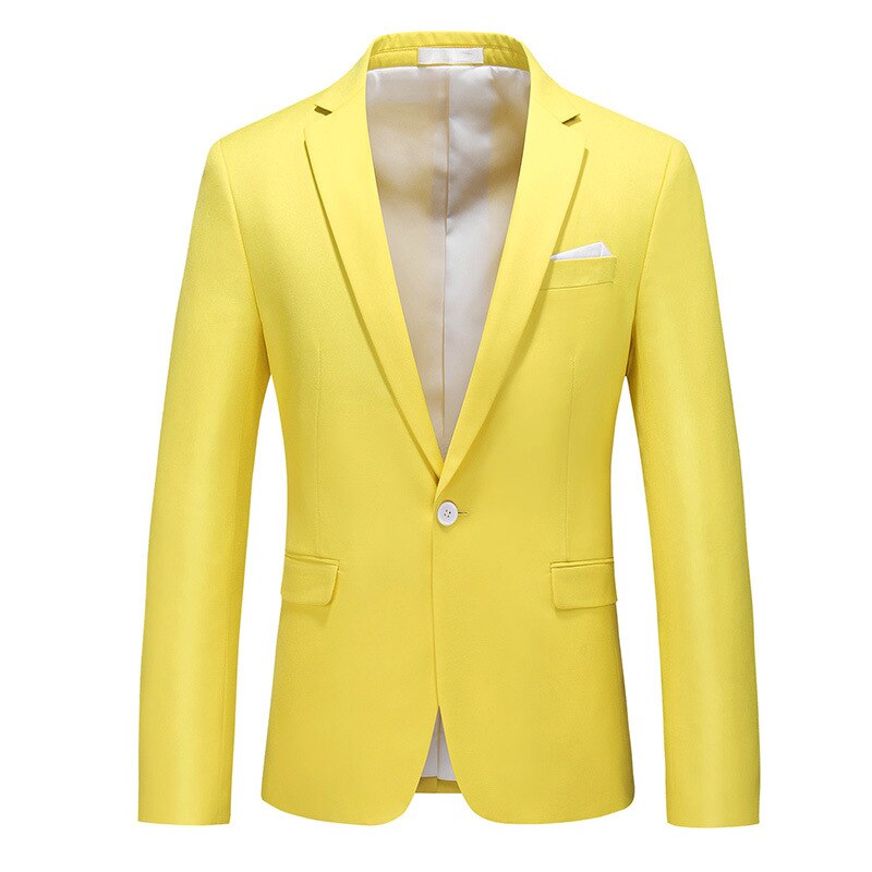 Men's Polyester Notched Collar Long Sleeve Single Breasted Blazer