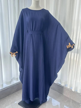 Women's Arabian Polyester Full Sleeves Solid Pattern Long Dress