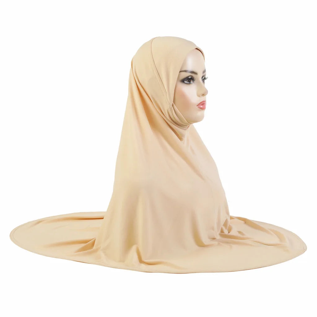 Women's Arabian Polyester Head Wrap Solid Pattern Elegant Hijabs