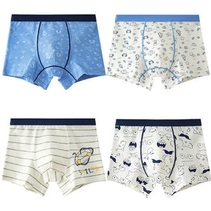 Kid's Boys 4Pcs Cotton Quick-Dry Printed Pattern Underwear Shorts