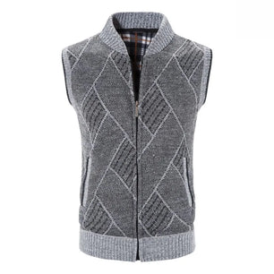 Men's Acrylic Sleeveless Zipper Closure Geometric Knitted Vest