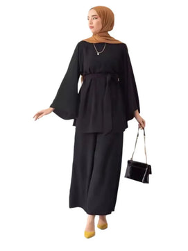 Women's Arabian Polyester Full Sleeves Solid Pattern Casual Dress