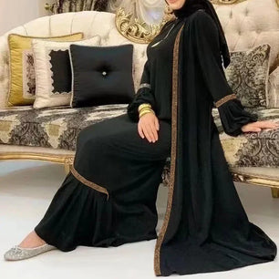 Women's Arabian Polyester Full Sleeve Solid Pattern Casual Abaya