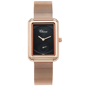 Women's Stainless Steel Buckle Closure Waterproof Quartz Watch