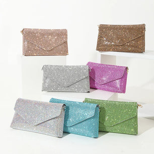 Women's PU Hasp Closure Sequined Pattern Trendy Shoulder Bags