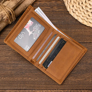 Men's Genuine Leather Solid Pattern Card Holder Trendy Wallets