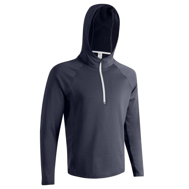 Men's Microfiber Full Sleeves Solid Pattern Hooded Workout Jacket