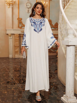 Women's Arabian Polyester Full Sleeves Embroidery Pattern Dress