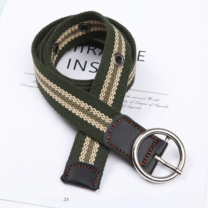 Men's Canvas Pin Buckle Closure Mixed Colors Pattern Belts