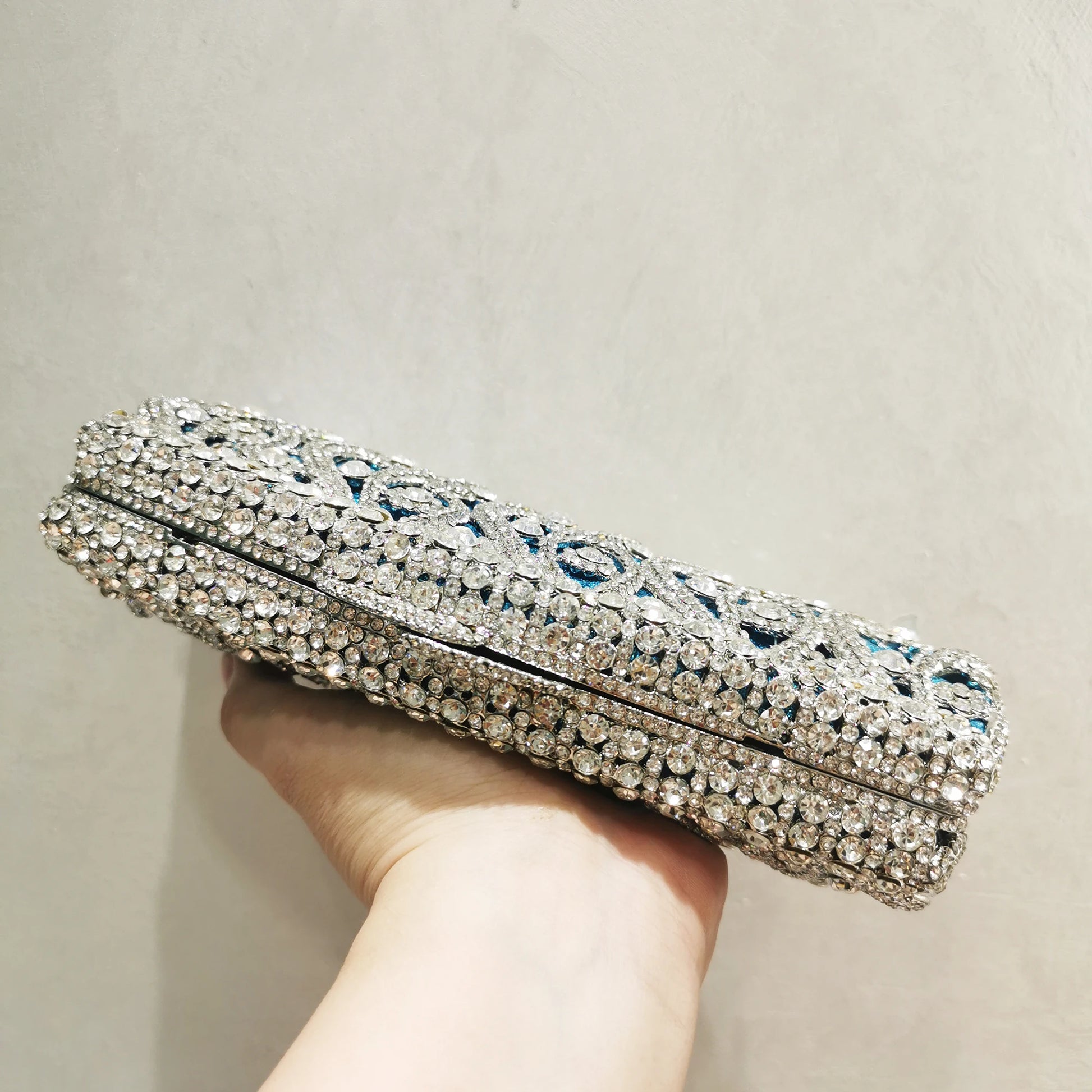 Women's Metallic Hasp Closure Rhinestone Bridal Wedding Clutch