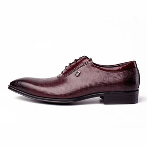 Men's Genuine Leather Pointed Toe Lace-Up Closure Formal Shoes