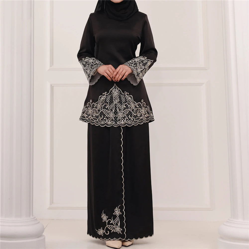 Women's Arabian Polyester Full Sleeves Embroidery Pattern Dresses