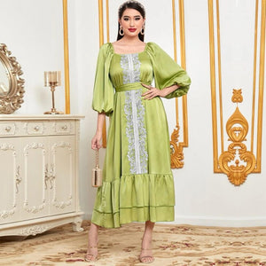 Women's Arabian Polyester Full Sleeve Embroidered Casual Dresses