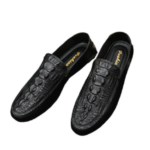 Men's PU Round Toe Slip-On Closure Crocodile Skin Casual Shoes