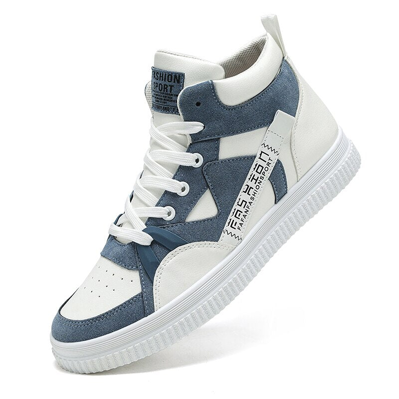 Men's Leather Round Toe Lace-up Closure Sports Wear Sneakers