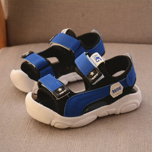 Kid's Microfiber Open Toe Hook Loop Closure Solid Casual Sandals