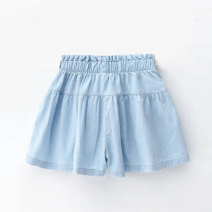 Kid's Girl Cotton Elastic Closure Mid Waist Denim Casual Shorts