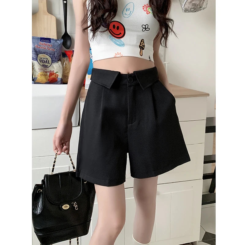 Women's Cotton High Waist Button Fly Casual Plain Pattern Shorts