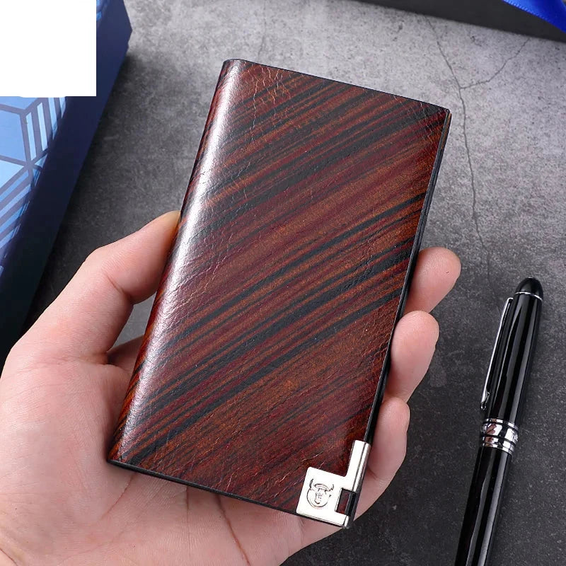 Men's Genuine Leather Card Holder Printed Pattern Trendy Wallets