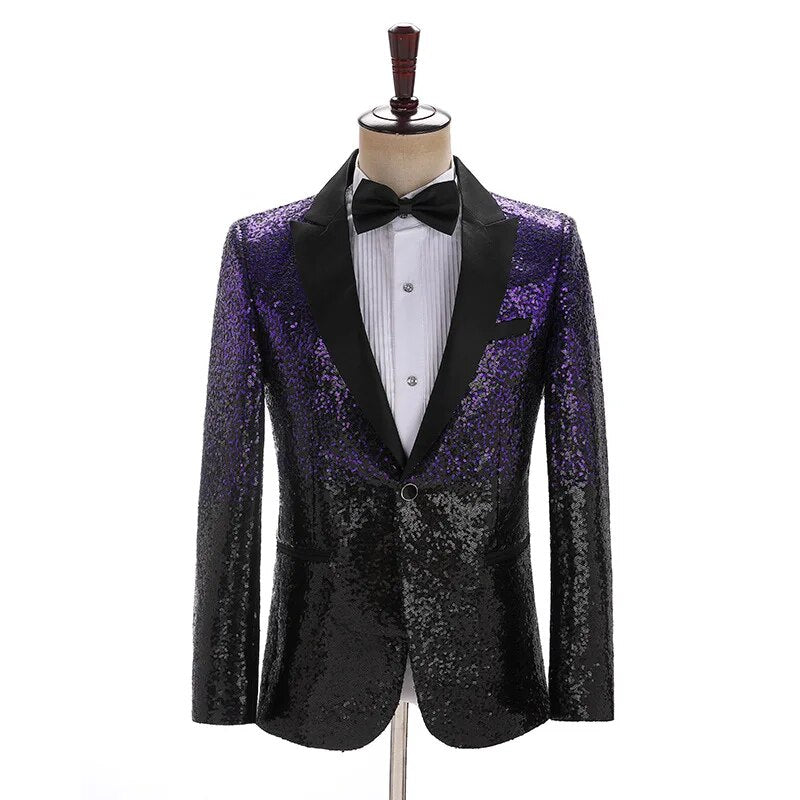 Men's Shawl Collar Long Sleeves Single Button Wedding Blazers