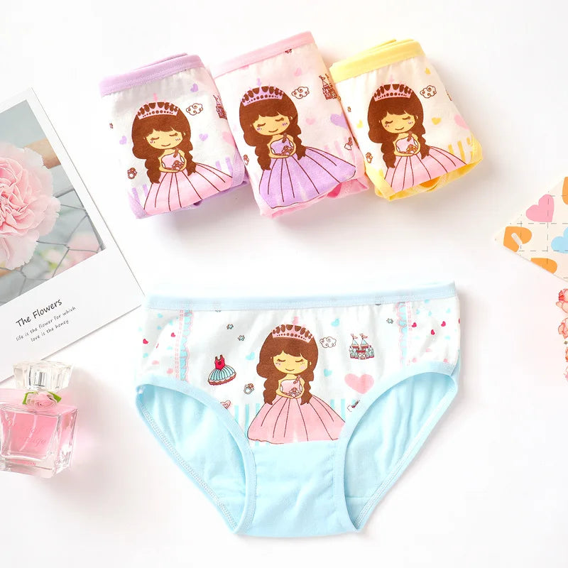 Kid's Girl 4Pcs Cotton Quick-Dry Cartoon Pattern Underwear Panties