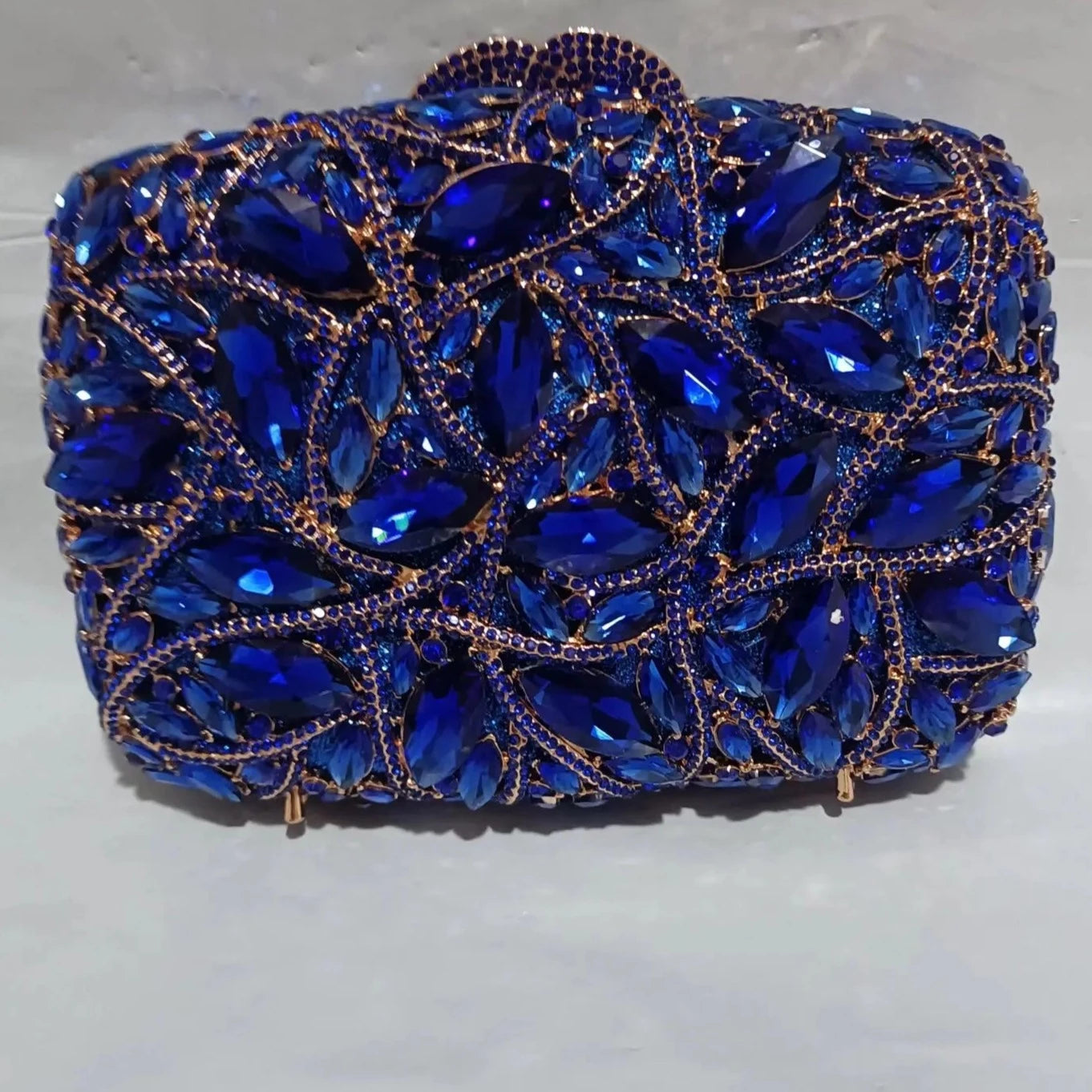 Women's Metallic Hasp Closure Rhinestones Pattern Wedding Clutch