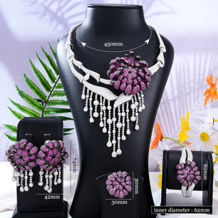 Women's Copper Cubic Zirconia Luxury Bridal Wedding Jewelry Sets