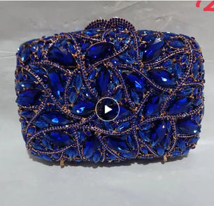 Women's Metallic Hasp Closure Rhinestone Bridal Wedding Clutch