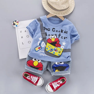 Kid's Boys Cotton Short Sleeves Printed Pattern Casual Clothes