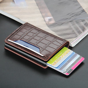 Men's PU Leather Card Holder Crocodile Pattern Trendy Wallets