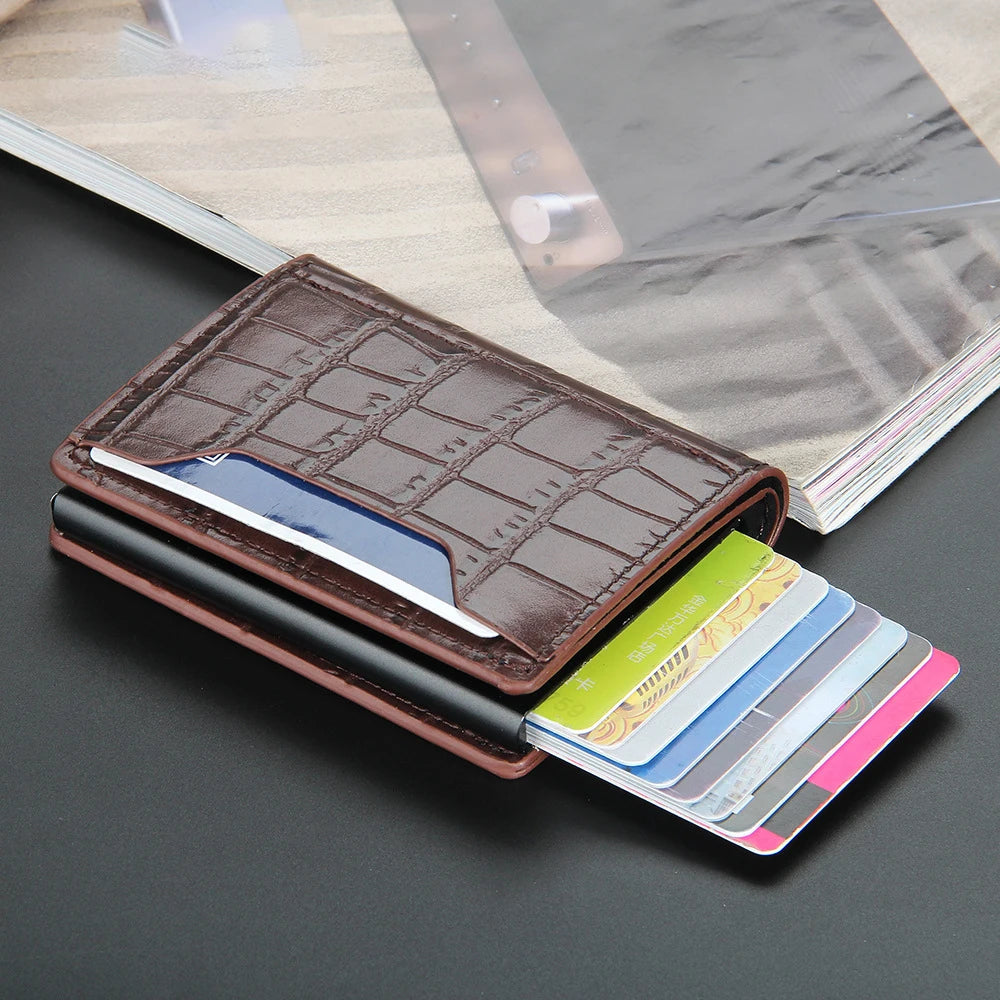 Men's PU Crocodile Pattern Credit Card Holder Trendy Wallet