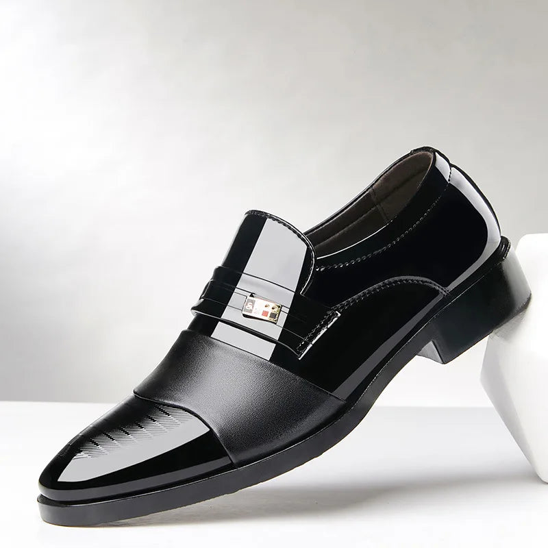 Men's PU Pointed Toe Slip-On Closure Solid Formal Wedding Shoes
