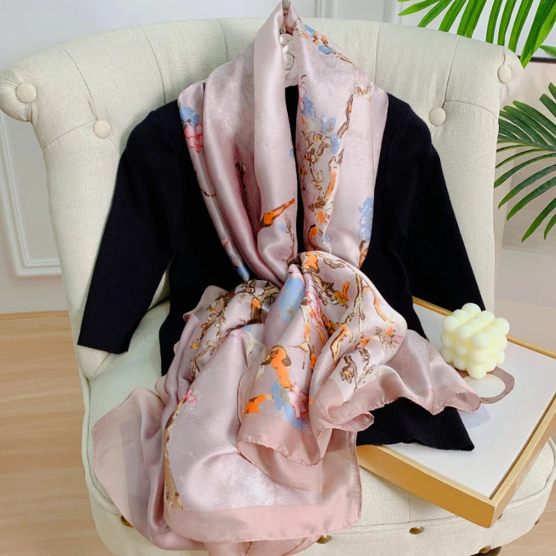 Women's Silk Neck Wrap Printed Pattern Trendy Beach Scarves