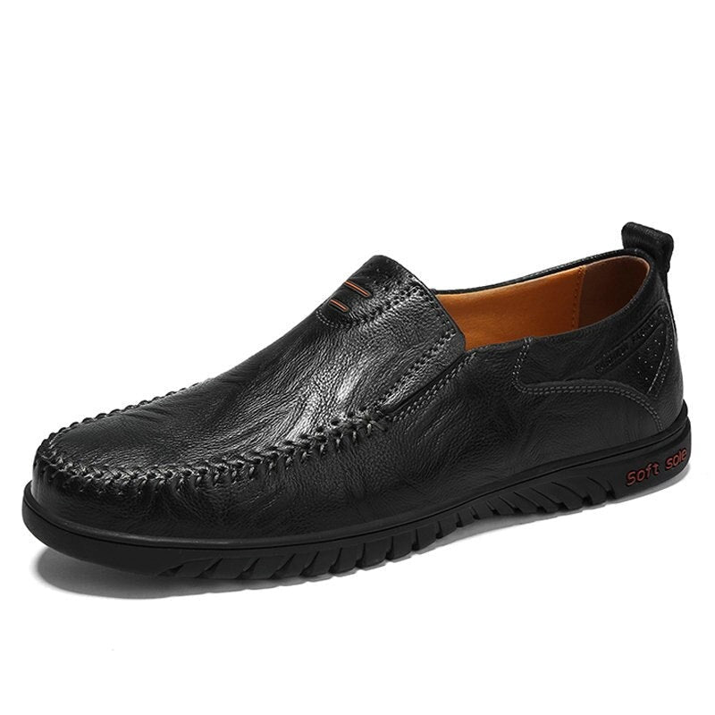 Men's Genuine Leather Round Toe Slip-On Closure Casual Wear Shoes