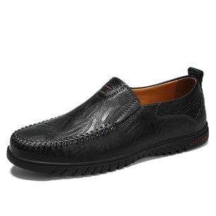 Men's Genuine Leather Round Toe Slip-On Closure Casual Wear Shoes