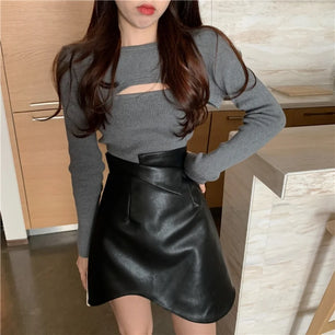 Women's Polyester High Waist Solid Pattern Casual Wear Skirts