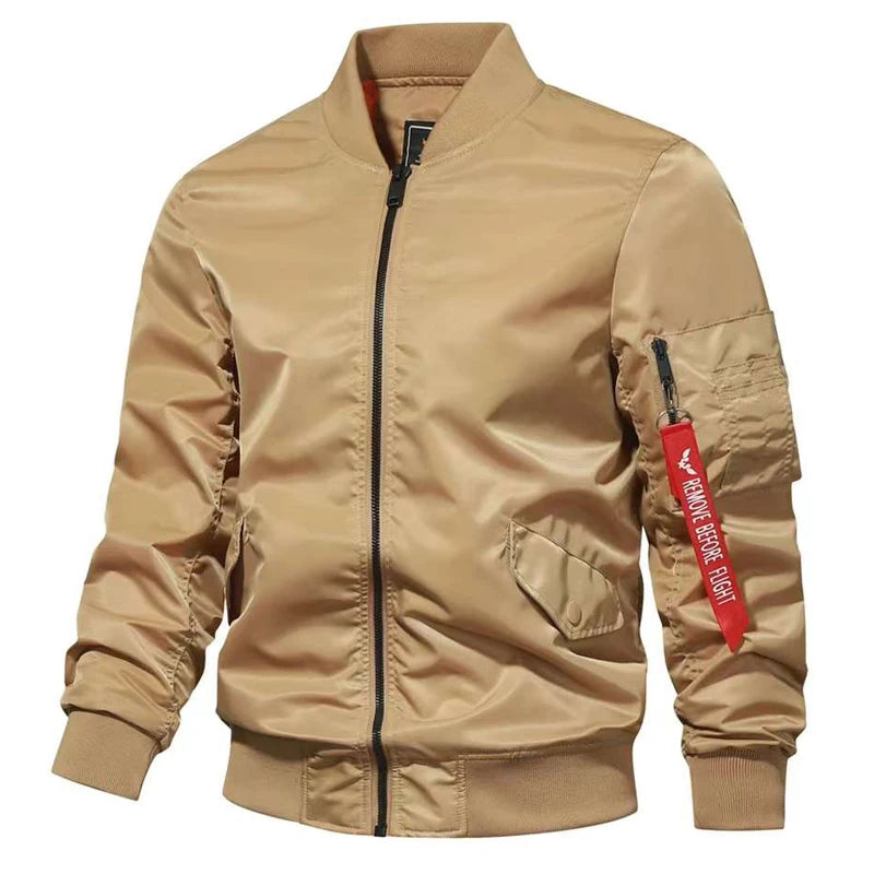 Men's Polyester V-Neck Long Sleeve Windproof Solid Pattern Jacket