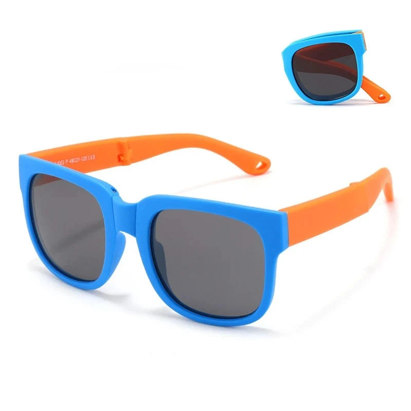 Kid's Plastic Titanium Frame Polaroid Lens Round UV400 Sunglasses