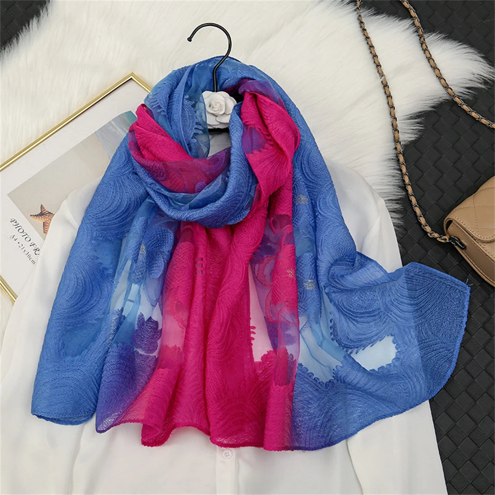 Women's Arabian Polyester Neck Wrap Gradient Pattern Trendy Hijabs