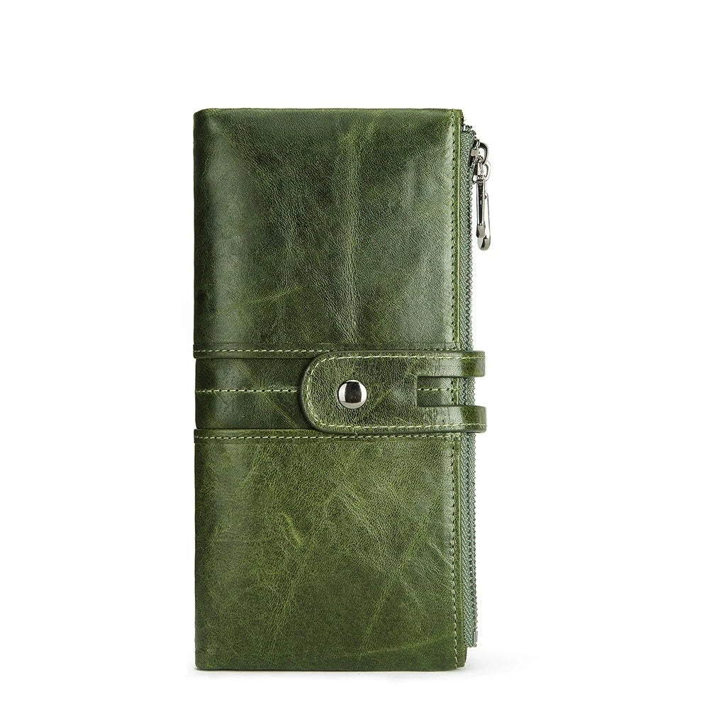 Men's Genuine Leather Hasp Closure Solid Pattern Trendy Wallets