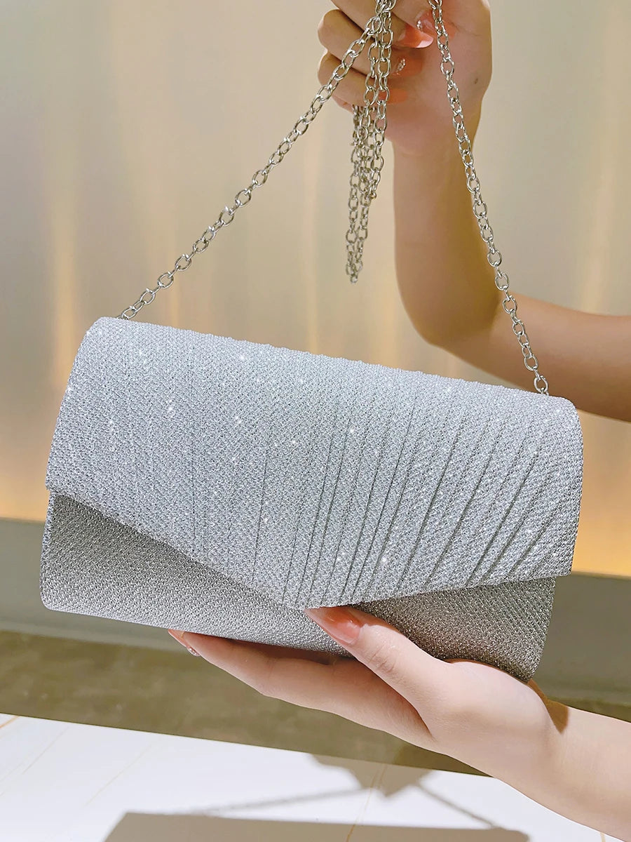 Women's Polyester Hasp Closure Sequined Classic Wedding Clutch