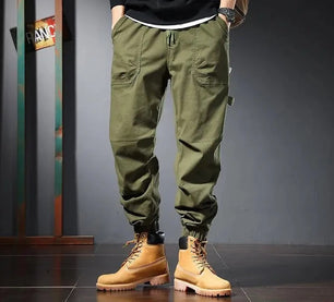 Men's Spandex Mid Waist Zipper Fly Closure Solid Casual Trouser