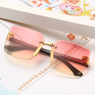 Kid's Polycarbonate Frame Square Shaped UV400 Rimless Sunglasses