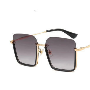 Women's Resin Frame Square Shaped Half Rim UV400 Sunglasses