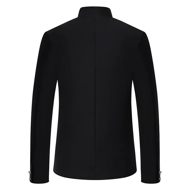 Men's Notched Polyester Long Sleeve Single Breasted Blazers Set