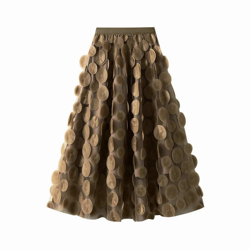 Women's Polyester Elastic High Waist Pleated Pattern Casual Skirts