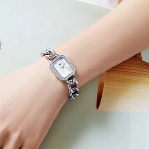 Women's Stainless Steel Rectangle Shaped Waterproof Luxury Watch