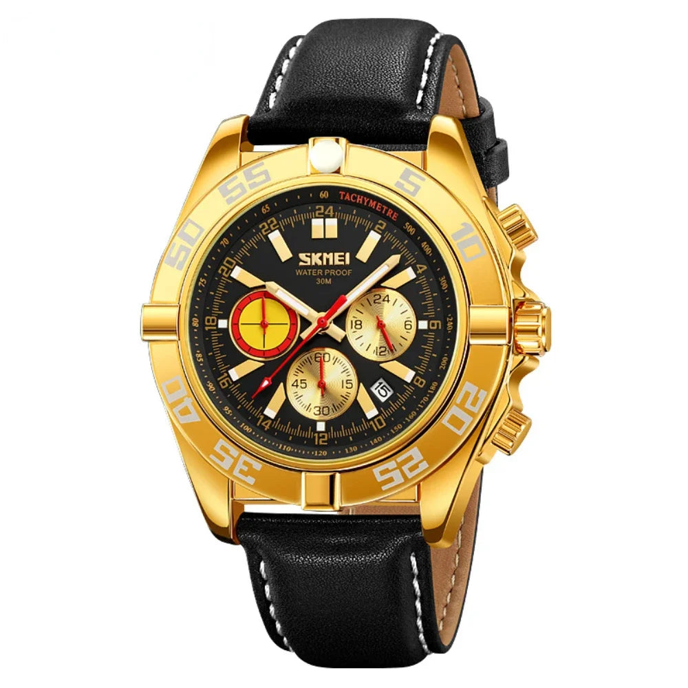 Men's Alloy Case Buckle Clasp Waterproof Luminous Round Watch