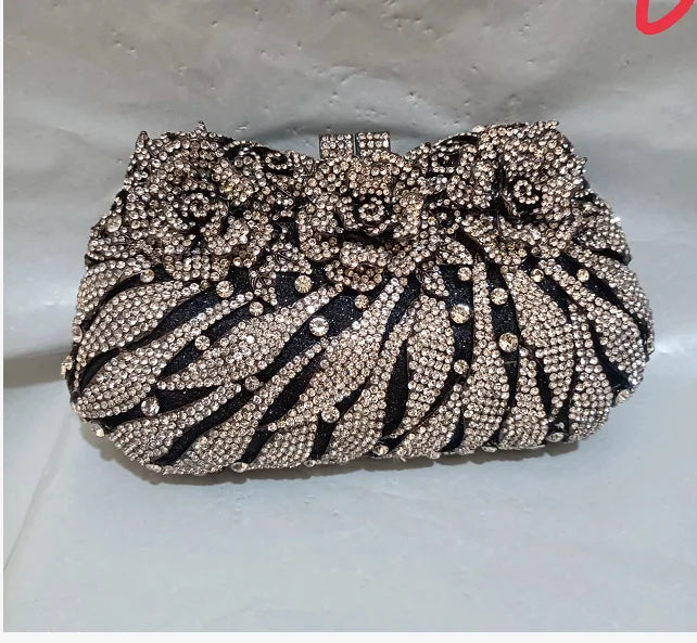 Women's Metallic Hasp Closure Rhinestone Pattern Wedding Clutch