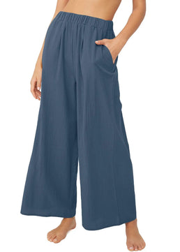 Women's Polyester Elastic Closure High Waist Casual Wear Trousers